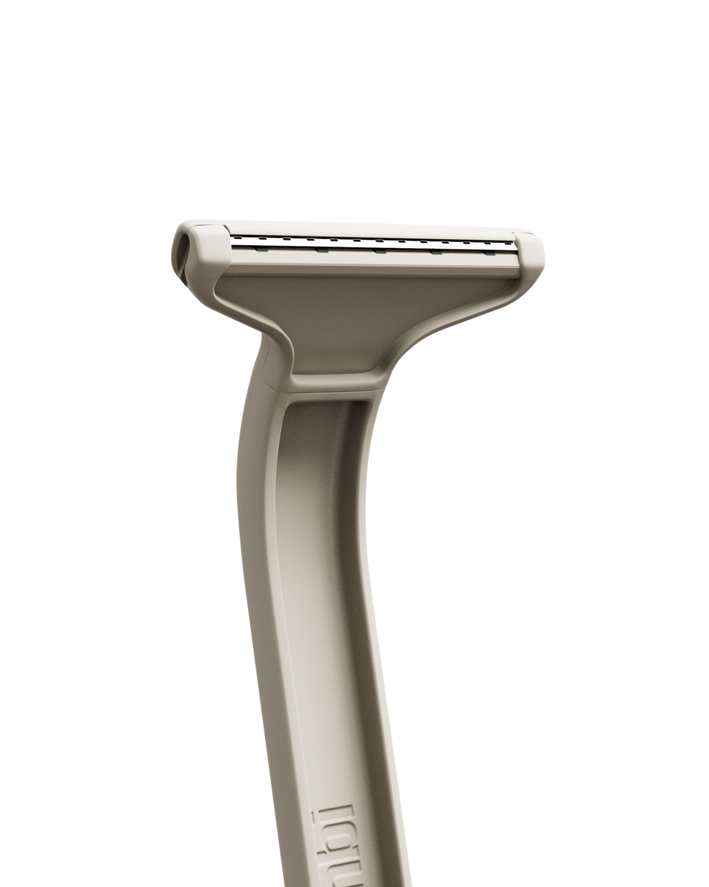 Front and blade detail of the Nimbi plastic-free razor in the colour Clay
